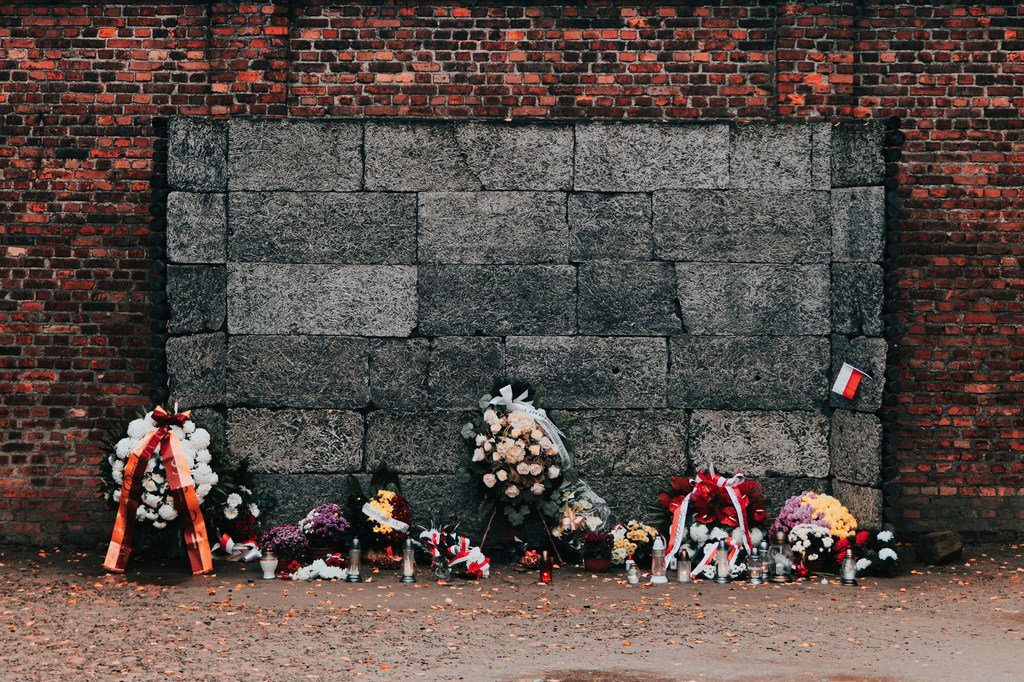 A memorial at the former Auschwitz-Birkenau concentration camp in Poland.
